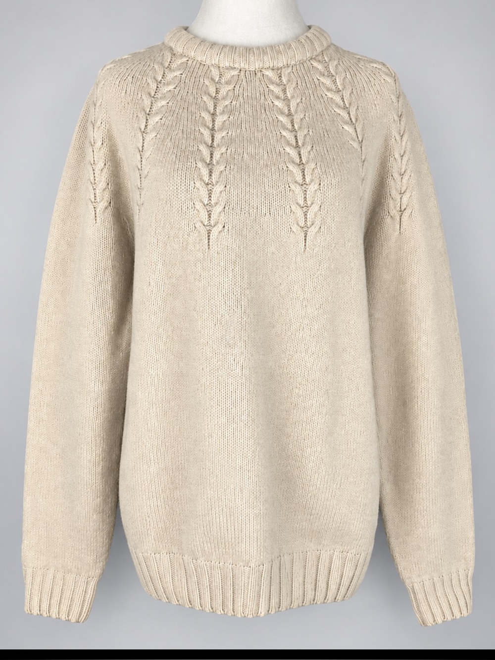 Massimo Dutti Wool Yak Cable Knit Sweater M Made in Spain